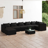 Thumbnail for 8-tlg. Garten-Lounge-Set mit Kissen Poly Rattan Schwarz