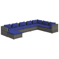 Thumbnail for 8-tlg. Garten-Lounge-Set mit Kissen Poly Rattan Grau