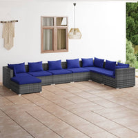 Thumbnail for 8-tlg. Garten-Lounge-Set mit Kissen Poly Rattan Grau