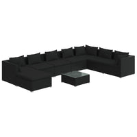Thumbnail for 9-tlg. Garten-Lounge-Set mit Kissen Poly Rattan Schwarz