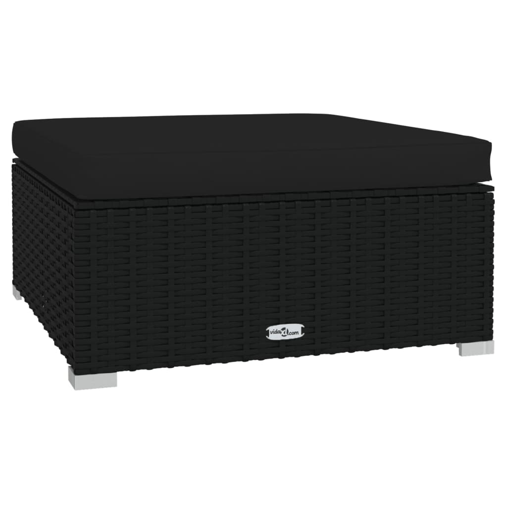 9-tlg. Garten-Lounge-Set mit Kissen Poly Rattan Schwarz