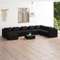 Thumbnail for 9-tlg. Garten-Lounge-Set mit Kissen Poly Rattan Schwarz