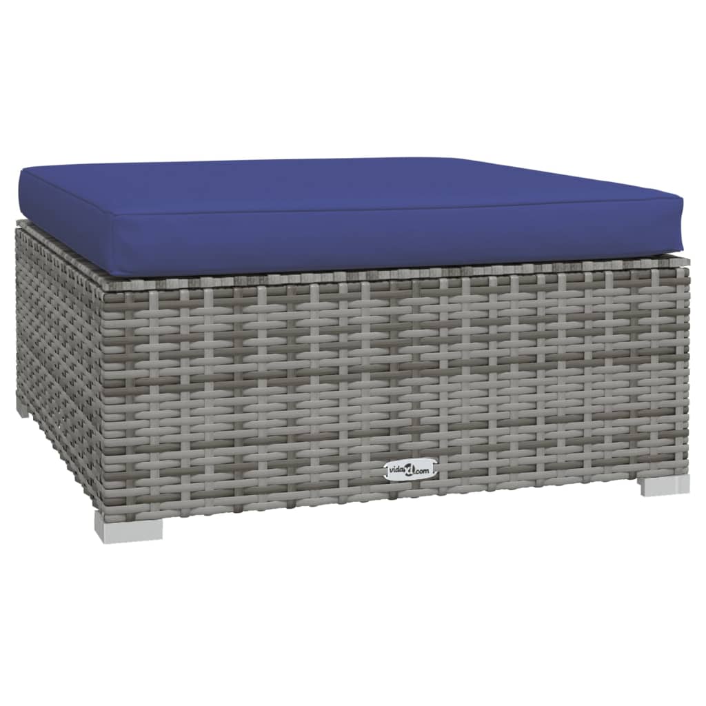 9-tlg. Garten-Lounge-Set mit Kissen Poly Rattan Grau