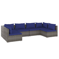 Thumbnail for 6-tlg. Garten-Lounge-Set mit Kissen Poly Rattan Grau