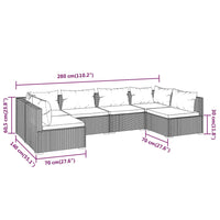 Thumbnail for 6-tlg. Garten-Lounge-Set mit Kissen Poly Rattan Grau