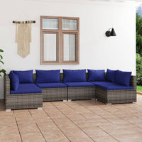 Thumbnail for 6-tlg. Garten-Lounge-Set mit Kissen Poly Rattan Grau