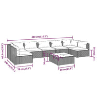 Thumbnail for 8-tlg. Garten-Lounge-Set mit Kissen Poly Rattan Schwarz