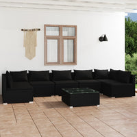 Thumbnail for 8-tlg. Garten-Lounge-Set mit Kissen Poly Rattan Schwarz