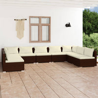 Thumbnail for 9-tlg. Garten-Lounge-Set mit Kissen Poly Rattan Braun