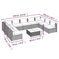 Thumbnail for 10-tlg. Garten-Lounge-Set mit Kissen Poly Rattan Braun