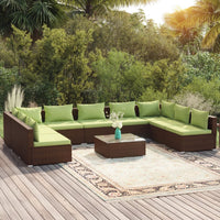 Thumbnail for 10-tlg. Garten-Lounge-Set mit Kissen Poly Rattan Braun