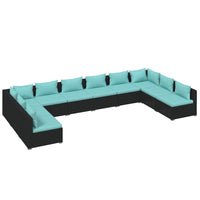 Thumbnail for 10-tlg. Garten-Lounge-Set mit Kissen Poly Rattan Schwarz