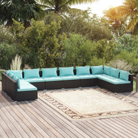 Thumbnail for 10-tlg. Garten-Lounge-Set mit Kissen Poly Rattan Schwarz