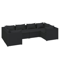 Thumbnail for 6-tlg. Garten-Lounge-Set mit Kissen Poly Rattan Schwarz