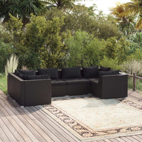 Thumbnail for 6-tlg. Garten-Lounge-Set mit Kissen Poly Rattan Schwarz