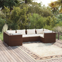 Thumbnail for 6-tlg. Garten-Lounge-Set mit Kissen Poly Rattan Braun