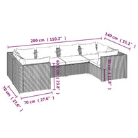 Thumbnail for 6-tlg. Garten-Lounge-Set mit Kissen Poly Rattan Grau