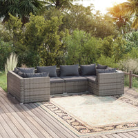 Thumbnail for 6-tlg. Garten-Lounge-Set mit Kissen Poly Rattan Grau
