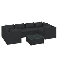 Thumbnail for 7-tlg. Garten-Lounge-Set mit Kissen Poly Rattan Schwarz