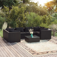 Thumbnail for 7-tlg. Garten-Lounge-Set mit Kissen Poly Rattan Schwarz