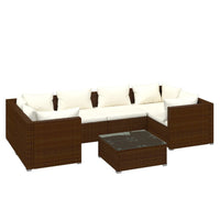 Thumbnail for 7-tlg. Garten-Lounge-Set mit Kissen Poly Rattan Braun