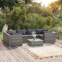 Thumbnail for 7-tlg. Garten-Lounge-Set mit Kissen Poly Rattan Grau
