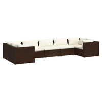 Thumbnail for 7-tlg. Garten-Lounge-Set mit Kissen Poly Rattan Braun