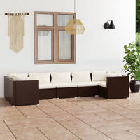 Thumbnail for 7-tlg. Garten-Lounge-Set mit Kissen Poly Rattan Braun
