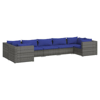 Thumbnail for 7-tlg. Garten-Lounge-Set mit Kissen Poly Rattan Grau
