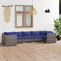 Thumbnail for 7-tlg. Garten-Lounge-Set mit Kissen Poly Rattan Grau