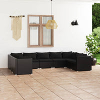 Thumbnail for 9-tlg. Garten-Lounge-Set mit Kissen Poly Rattan Schwarz