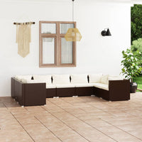 Thumbnail for 9-tlg. Garten-Lounge-Set mit Kissen Poly Rattan Braun