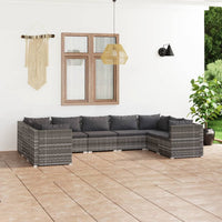Thumbnail for 9-tlg. Garten-Lounge-Set mit Kissen Poly Rattan Grau
