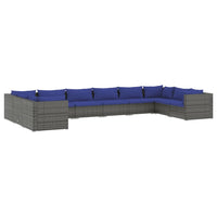 Thumbnail for 10-tlg. Garten-Lounge-Set mit Kissen Poly Rattan Grau