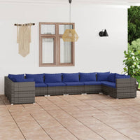 Thumbnail for 10-tlg. Garten-Lounge-Set mit Kissen Poly Rattan Grau