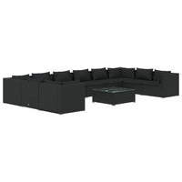 Thumbnail for 11-tlg. Garten-Lounge-Set mit Kissen Poly Rattan Schwarz