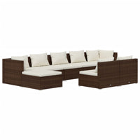 Thumbnail for 9-tlg. Garten-Lounge-Set mit Kissen Braun Poly Rattan