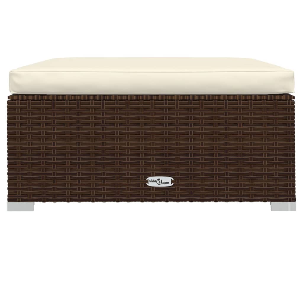 9-tlg. Garten-Lounge-Set mit Kissen Braun Poly Rattan