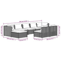 Thumbnail for 9-tlg. Garten-Lounge-Set mit Kissen Braun Poly Rattan