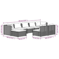 Thumbnail for 9-tlg. Garten-Lounge-Set mit Kissen Grau Poly Rattan