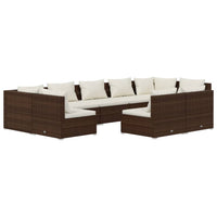 Thumbnail for 9-tlg. Garten-Lounge-Set mit Kissen Braun Poly Rattan