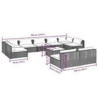 Thumbnail for 10-tlg. Garten-Lounge-Set mit Kissen Braun Poly Rattan