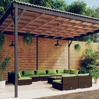 Thumbnail for 10-tlg. Garten-Lounge-Set mit Kissen Braun Poly Rattan