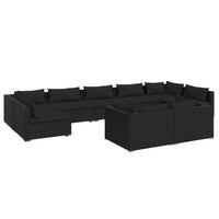 Thumbnail for 9-tlg. Garten-Lounge-Set mit Kissen Schwarz Poly Rattan