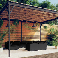 Thumbnail for 9-tlg. Garten-Lounge-Set mit Kissen Schwarz Poly Rattan