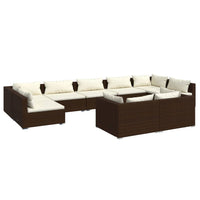 Thumbnail for 9-tlg. Garten-Lounge-Set mit Kissen Braun Poly Rattan