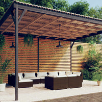 Thumbnail for 9-tlg. Garten-Lounge-Set mit Kissen Braun Poly Rattan