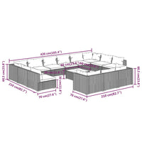 Thumbnail for 14-tlg. Garten-Lounge-Set mit Kissen Braun Poly Rattan