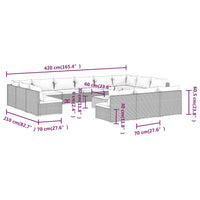 Thumbnail for 14-tlg. Garten-Lounge-Set mit Kissen Braun Poly Rattan