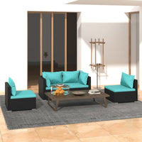 Thumbnail for 4-tlg. Garten-Lounge-Set mit Kissen Poly Rattan Schwarz